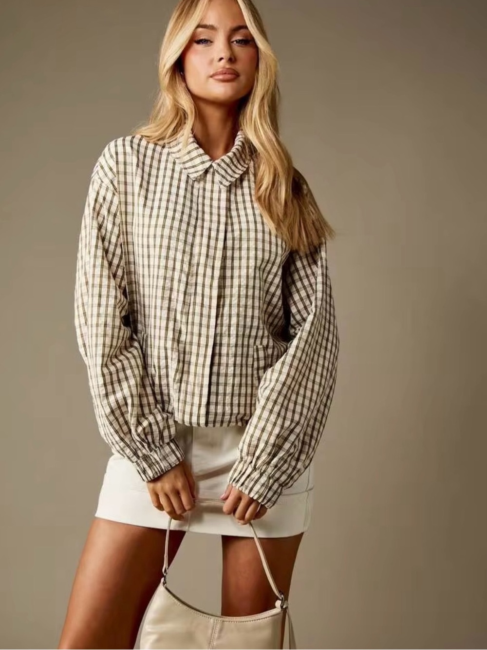 Missguided lightweight check pattern bomber jacket